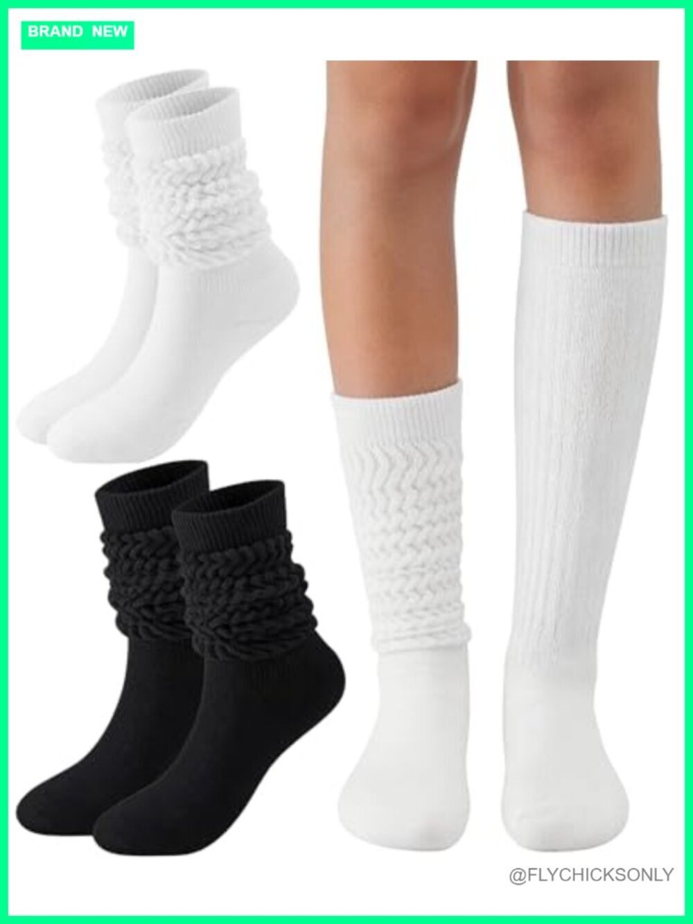 Cotton Blend Slouchy Scrunch Socks – Boot Socks for Women – Knee High Knit Tube
